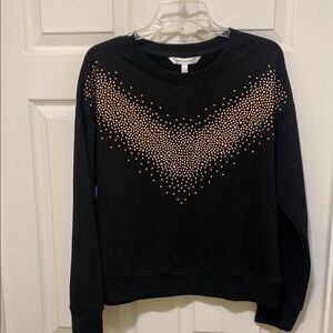 Black Sweatshirt with Gold Studded Design